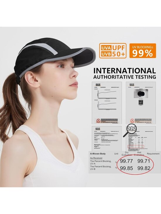 〽️Women Black Reflective Folding Hat Design UPF 50+ Sun Protection Sport Hats main image 6